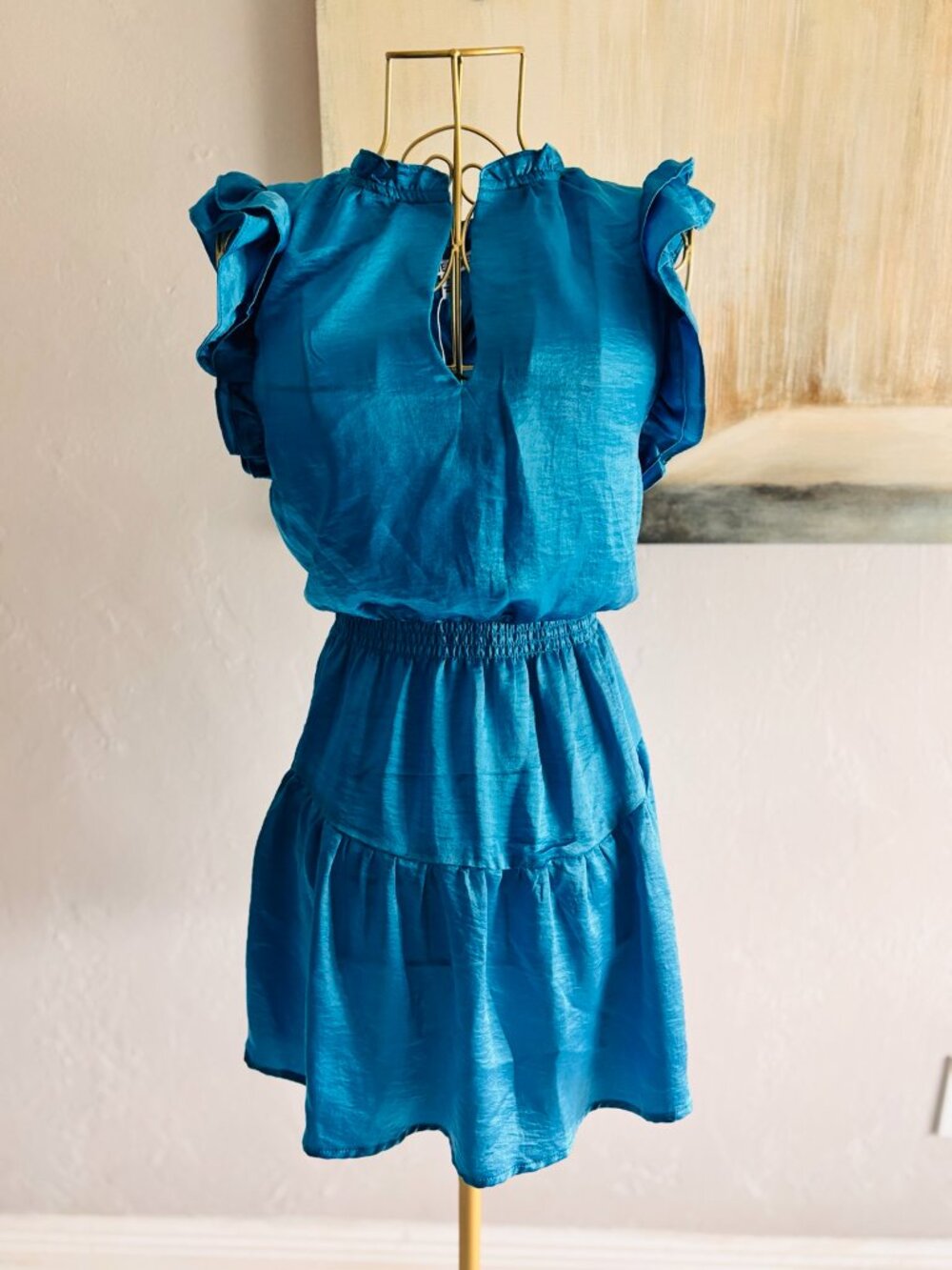 💙 NWT Steve Madden Blue Ruffle Sleeve Mini Dress